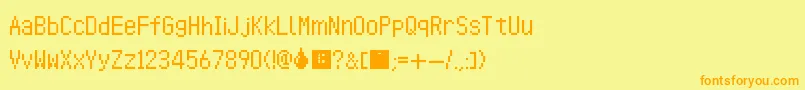 フォントAnimalCrossingWildWorld – オレンジの文字が黄色の背景にあります。
