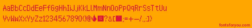 Fonte AnimalCrossingWildWorld – fontes vermelhas em um fundo laranja