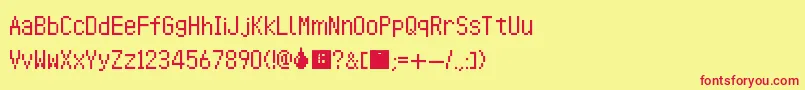 AnimalCrossingWildWorld Font – Red Fonts on Yellow Background