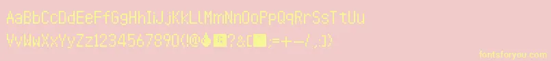 AnimalCrossingWildWorld-Schriftart – Gelbe Schriften auf rosa Hintergrund