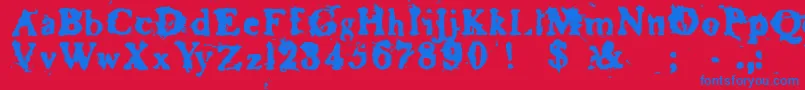 BasketcaseRoman-Schriftart – Blaue Schriften auf rotem Hintergrund