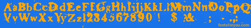 BasketcaseRoman-Schriftart – Orangefarbene Schriften auf blauem Hintergrund