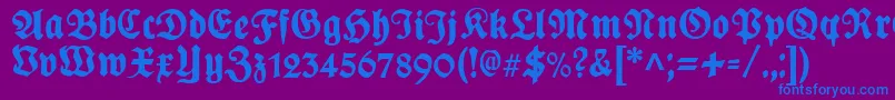 PlakatFrakturunz1l-Schriftart – Blaue Schriften auf violettem Hintergrund