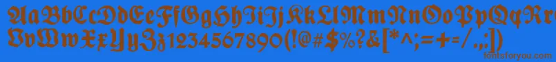 PlakatFrakturunz1l-fontti – ruskeat fontit sinisellä taustalla
