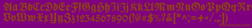 PlakatFrakturunz1l-fontti – ruskeat fontit violetilla taustalla