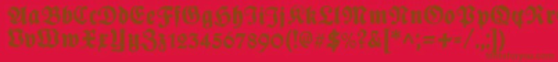 PlakatFrakturunz1l-fontti – ruskeat fontit punaisella taustalla