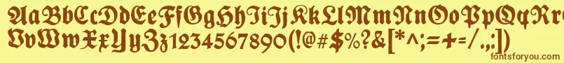 PlakatFrakturunz1l-fontti – ruskeat fontit keltaisella taustalla