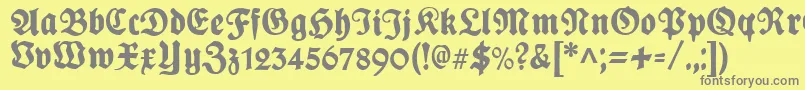 フォントPlakatFrakturunz1l – 黄色の背景に灰色の文字