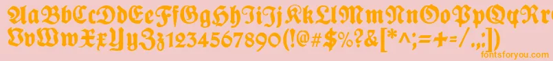 PlakatFrakturunz1l-fontti – oranssit fontit vaaleanpunaisella taustalla