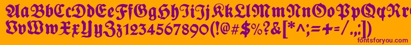 PlakatFrakturunz1l-fontti – violetit fontit oranssilla taustalla