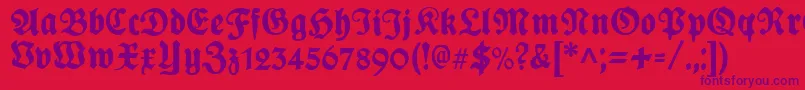 フォントPlakatFrakturunz1l – 赤い背景に紫のフォント