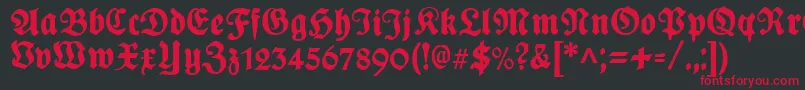 フォントPlakatFrakturunz1l – 黒い背景に赤い文字