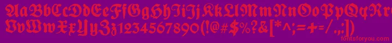 PlakatFrakturunz1l-fontti – punaiset fontit violetilla taustalla
