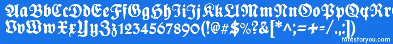 PlakatFrakturunz1l-fontti – valkoiset fontit sinisellä taustalla