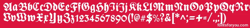 PlakatFrakturunz1l-fontti – valkoiset fontit punaisella taustalla