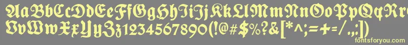 PlakatFrakturunz1l-fontti – keltaiset fontit harmaalla taustalla