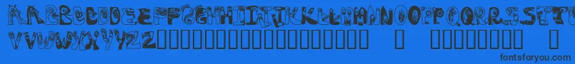 Oogieboogies-Schriftart – Schwarze Schriften auf blauem Hintergrund