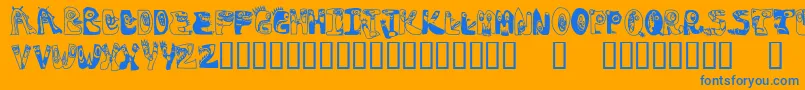 Oogieboogies-Schriftart – Blaue Schriften auf orangefarbenem Hintergrund