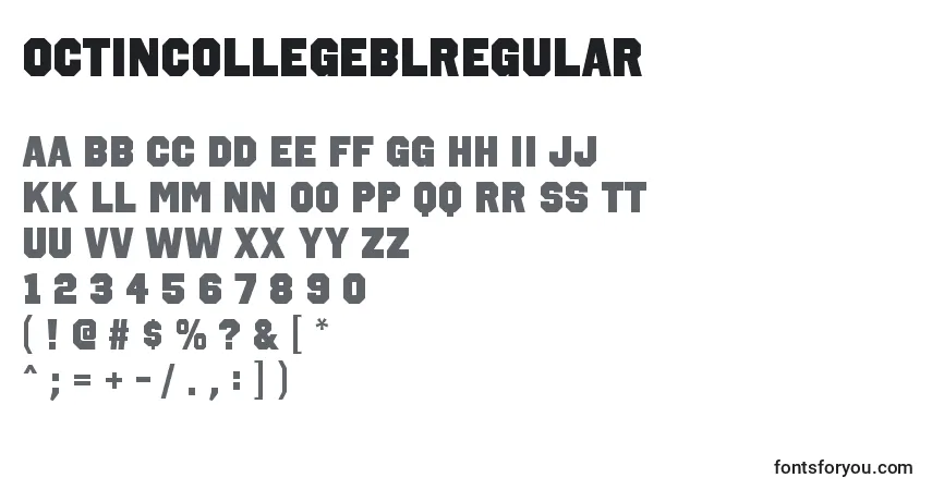 A fonte OctincollegeblRegular – alfabeto, números, caracteres especiais