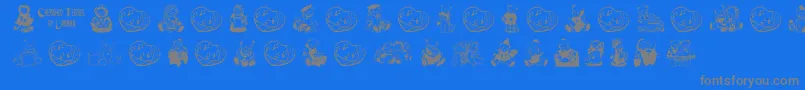 CherishedTeddies Font – Gray Fonts on Blue Background