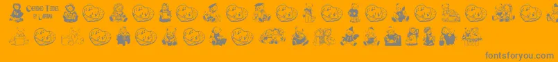 CherishedTeddies-Schriftart – Graue Schriften auf orangefarbenem Hintergrund