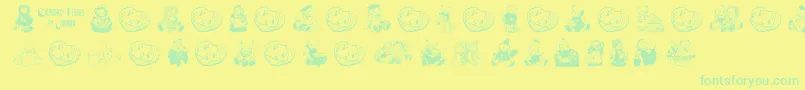 CherishedTeddies Font – Green Fonts on Yellow Background