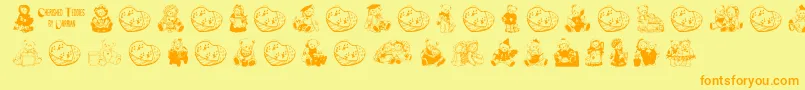 CherishedTeddies Font – Orange Fonts on Yellow Background