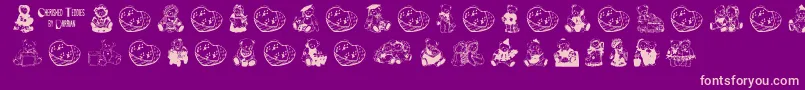 Czcionka CherishedTeddies – różowe czcionki na fioletowym tle