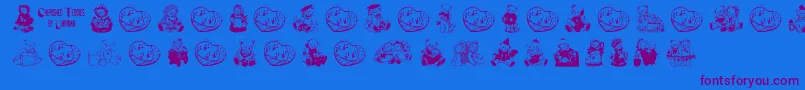 Czcionka CherishedTeddies – fioletowe czcionki na niebieskim tle