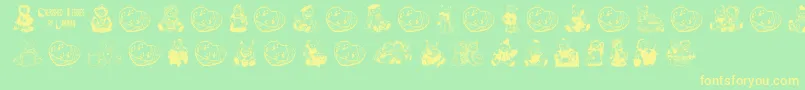 CherishedTeddies Font – Yellow Fonts on Green Background