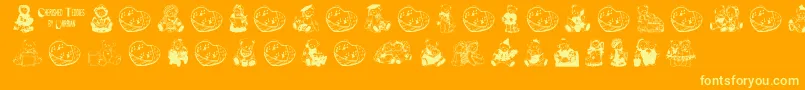 CherishedTeddies Font – Yellow Fonts on Orange Background