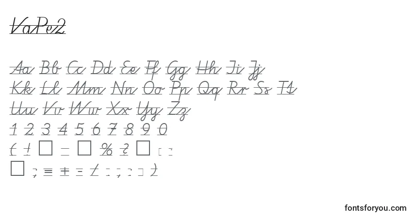 A fonte VaPe2 – alfabeto, números, caracteres especiais