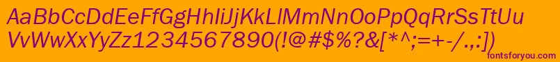 Шрифт FranklingothbookettItalic – фиолетовые шрифты на оранжевом фоне