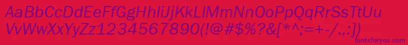 FranklingothbookettItalic-Schriftart – Violette Schriften auf rotem Hintergrund