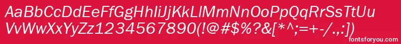 フォントFranklingothbookettItalic – 赤い背景に白い文字