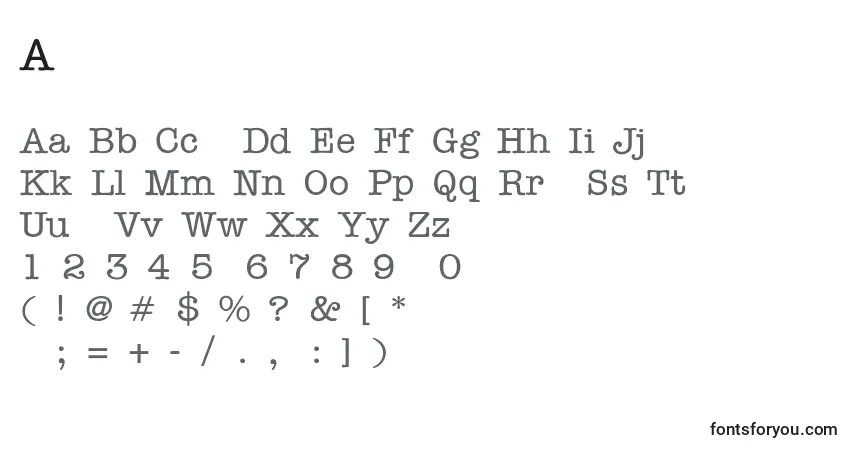 Czcionka AmericantypewriterLight – alfabet, cyfry, specjalne znaki