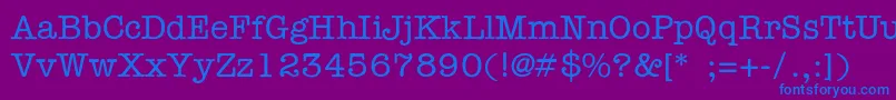 AmericantypewriterLight Font – Blue Fonts on Purple Background