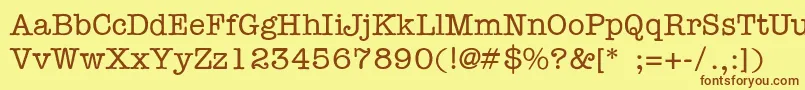 フォントAmericantypewriterLight – 茶色の文字が黄色の背景にあります。