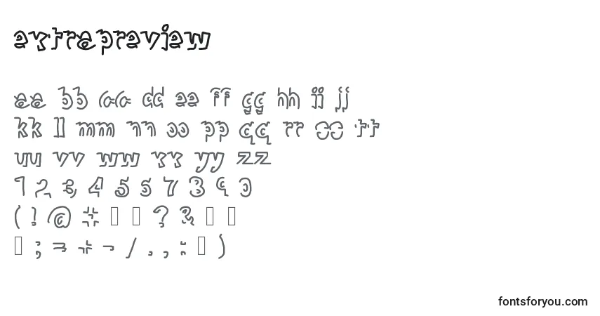 Schriftart ExtraPreview – Alphabet, Zahlen, spezielle Symbole