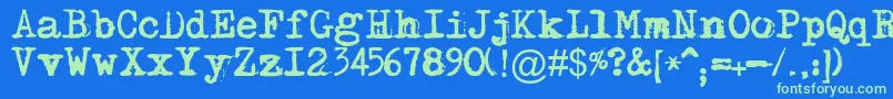 Maszynaplus Font – Green Fonts on Blue Background