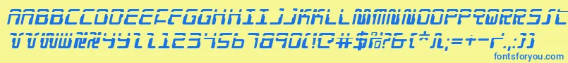 Droidloverlaseri Font – Blue Fonts on Yellow Background