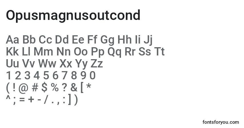 A fonte Opusmagnusoutcond – alfabeto, números, caracteres especiais