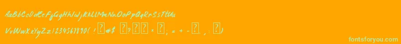 Fonte SundayMornings – fontes verdes em um fundo laranja