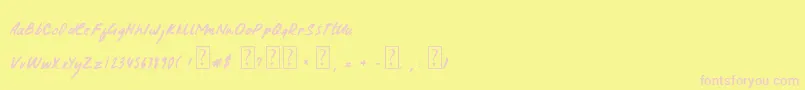 SundayMornings-fontti – vaaleanpunaiset fontit keltaisella taustalla