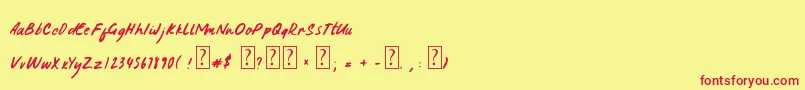 フォントSundayMornings – 赤い文字の黄色い背景