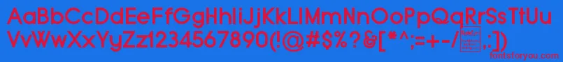 TypoGroteskBoldDemo-Schriftart – Rote Schriften auf blauem Hintergrund