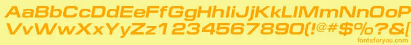 フォントEuropeextendedcBolditalic – オレンジの文字が黄色の背景にあります。