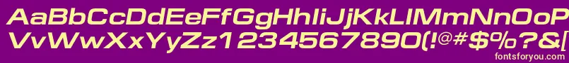 EuropeextendedcBolditalic-Schriftart – Gelbe Schriften auf violettem Hintergrund
