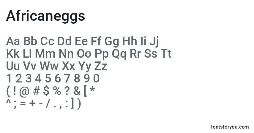 Schriftart Africaneggs – Alphabet, Zahlen, spezielle Symbole