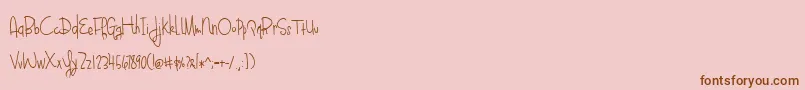 BmdBlueberryOatmealRegular-Schriftart – Braune Schriften auf rosa Hintergrund